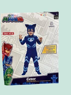 Catboy Deluxe Toddler Costume PJ Masks Foil Logo Blue Size 2T